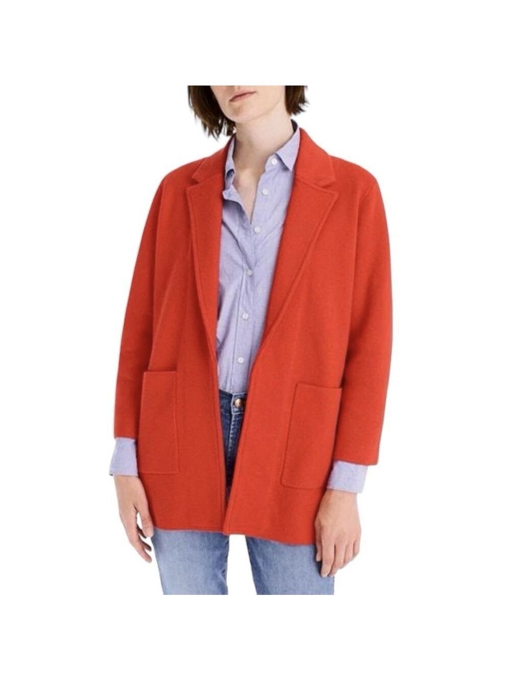 J Crew 365 Sophie Open Front Sweater Blazer Women XS Red Cardigan Preppy Wool
